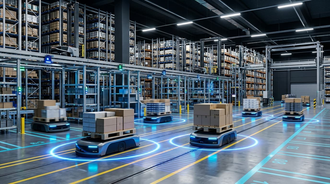Autonomous Mobile Robot (AMR) Fleet in Distribution Hub